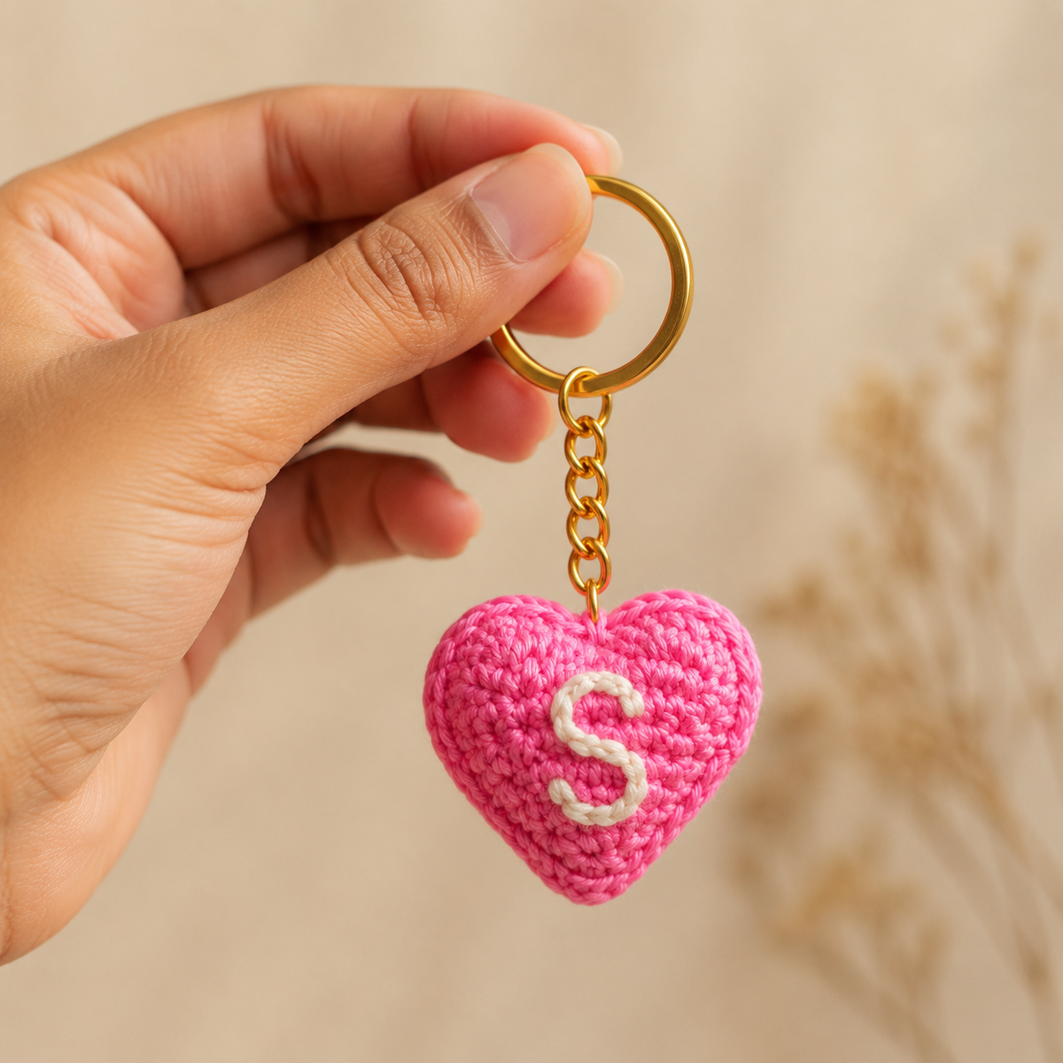 Crochet Heart Keychain