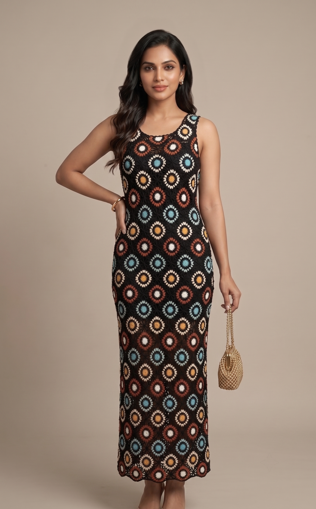 Black Crochet Long Dress — view 3