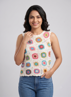 Floral Granny Square Crochet Top — view 2