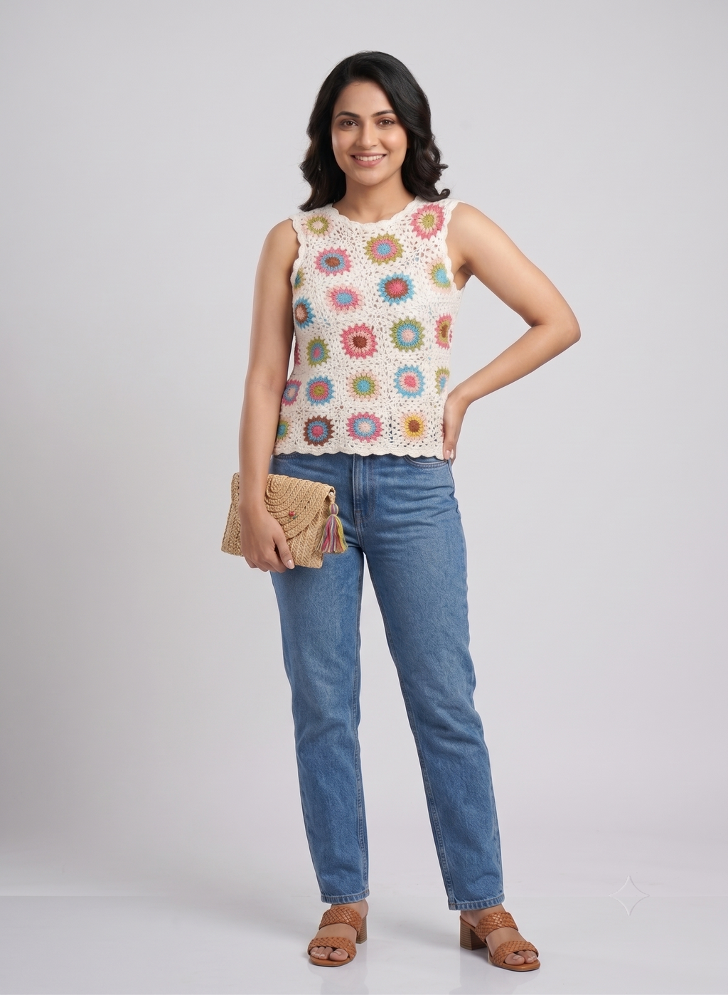 Floral Granny Square Crochet Top — view 3
