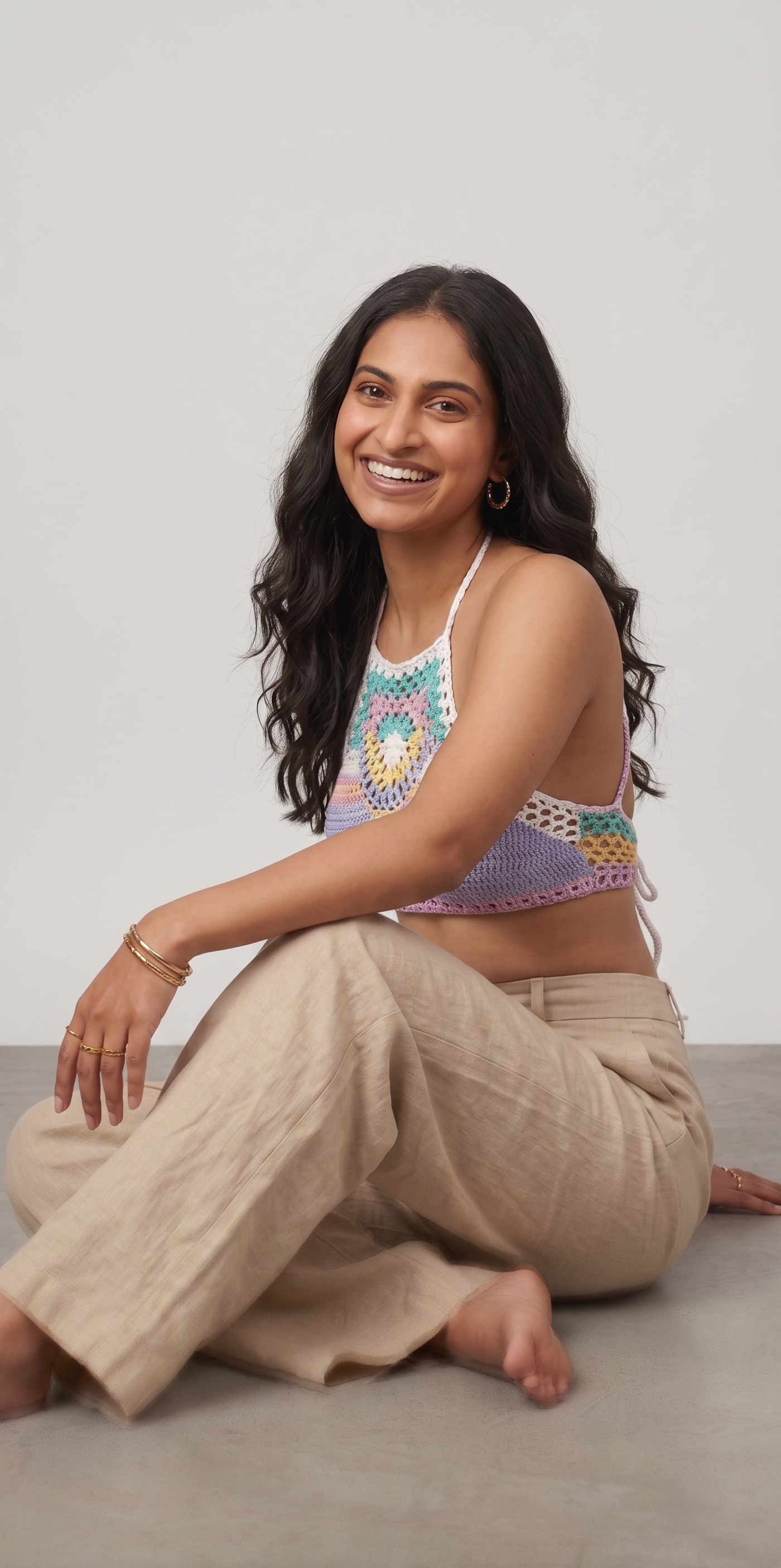 Pastel Crochet Halter Top — view 3