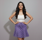 Handmade Mini Skirt with Adjustable Drawstring Waist | Purple