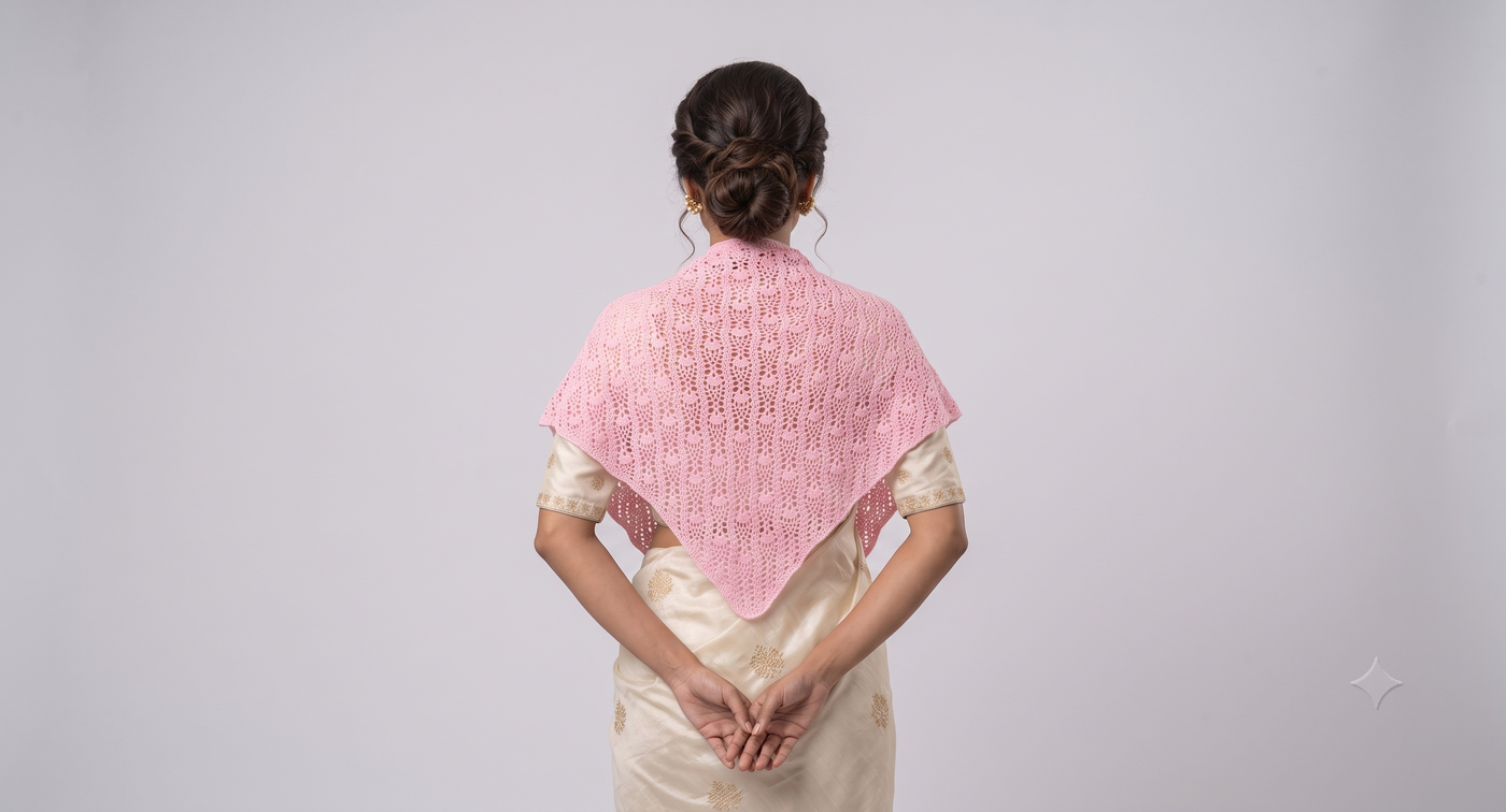 Pink Lace Crochet Shawl — view 2