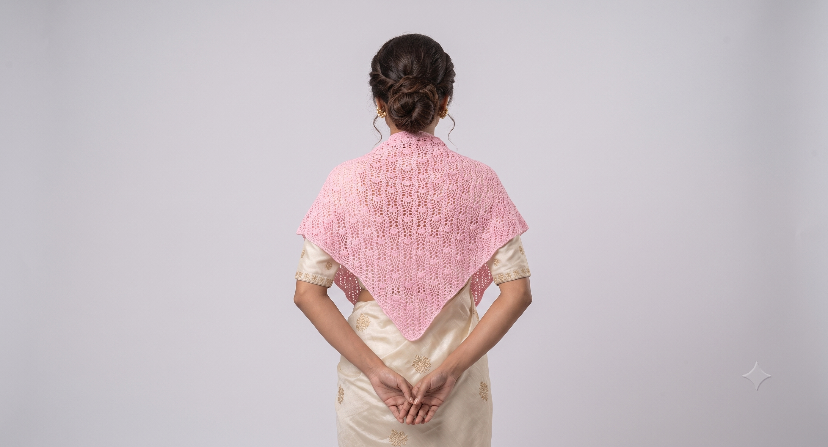 Pink Lace Crochet Shawl — view 2