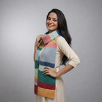 Handmade Colorful Striped Crochet Scarf  | Multicolor Teal Pink Mustard Blue