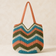 Sunset Waves Crochet Shoulder Bag in ombre orange and pink, handmade in Narsapuram — part of The Sunset Set