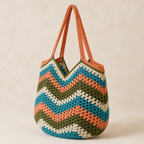 Sunset Waves Crochet Shoulder Bag - detail of crochet stitch pattern