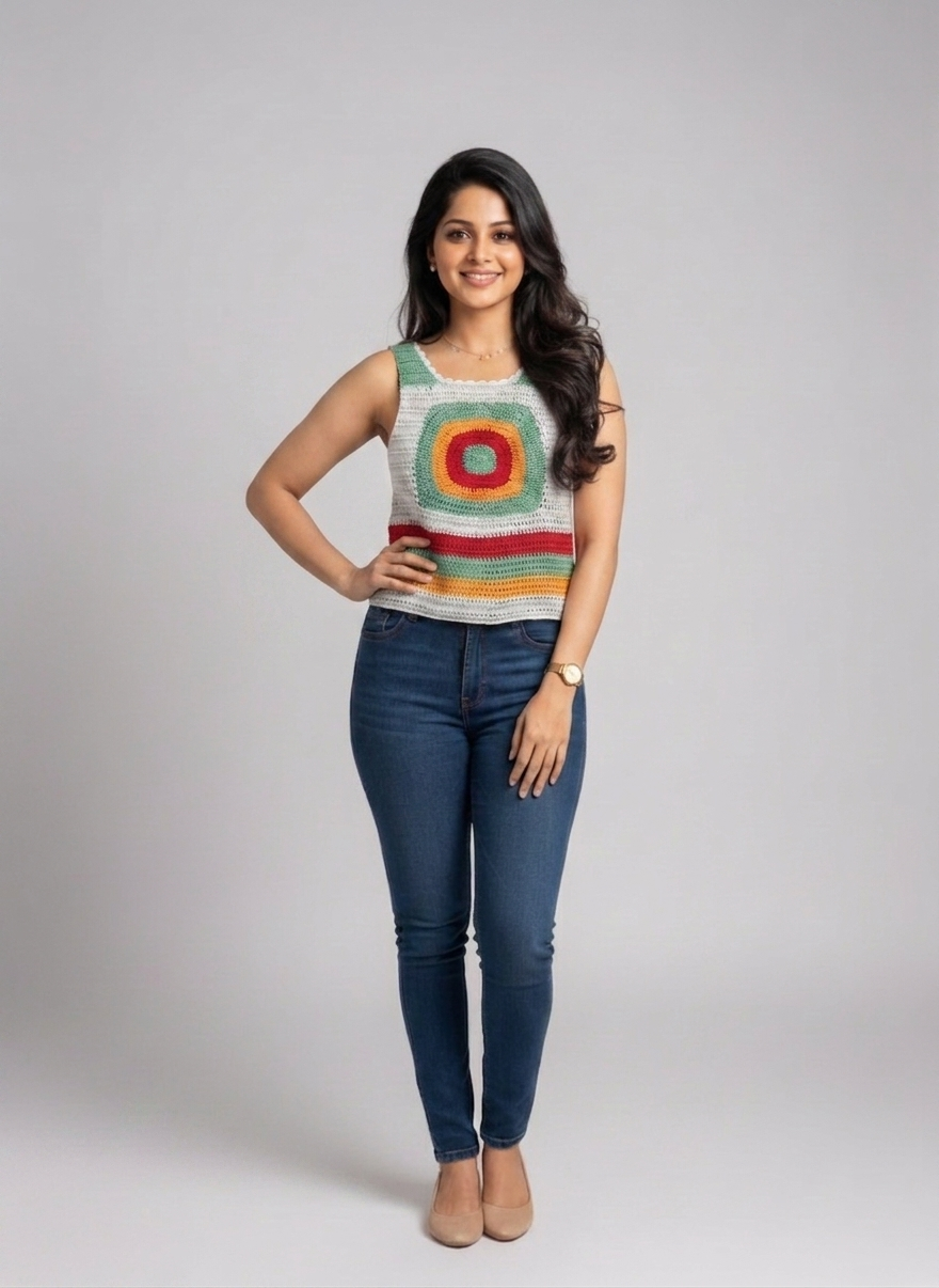 Multicolor Mandala Crochet Tank Top — view 2