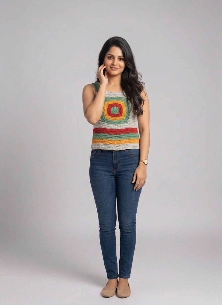 Multicolor Mandala Crochet Tank Top — view 5