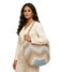 Blue gold chevron crochet shoulder bag handmade by women artisans Narsapuram India