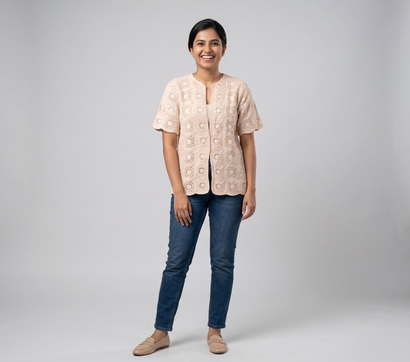 Cream Crochet Cardigan — view 5