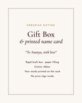 Crochiah gift box with ribbon and a card printed with your own message