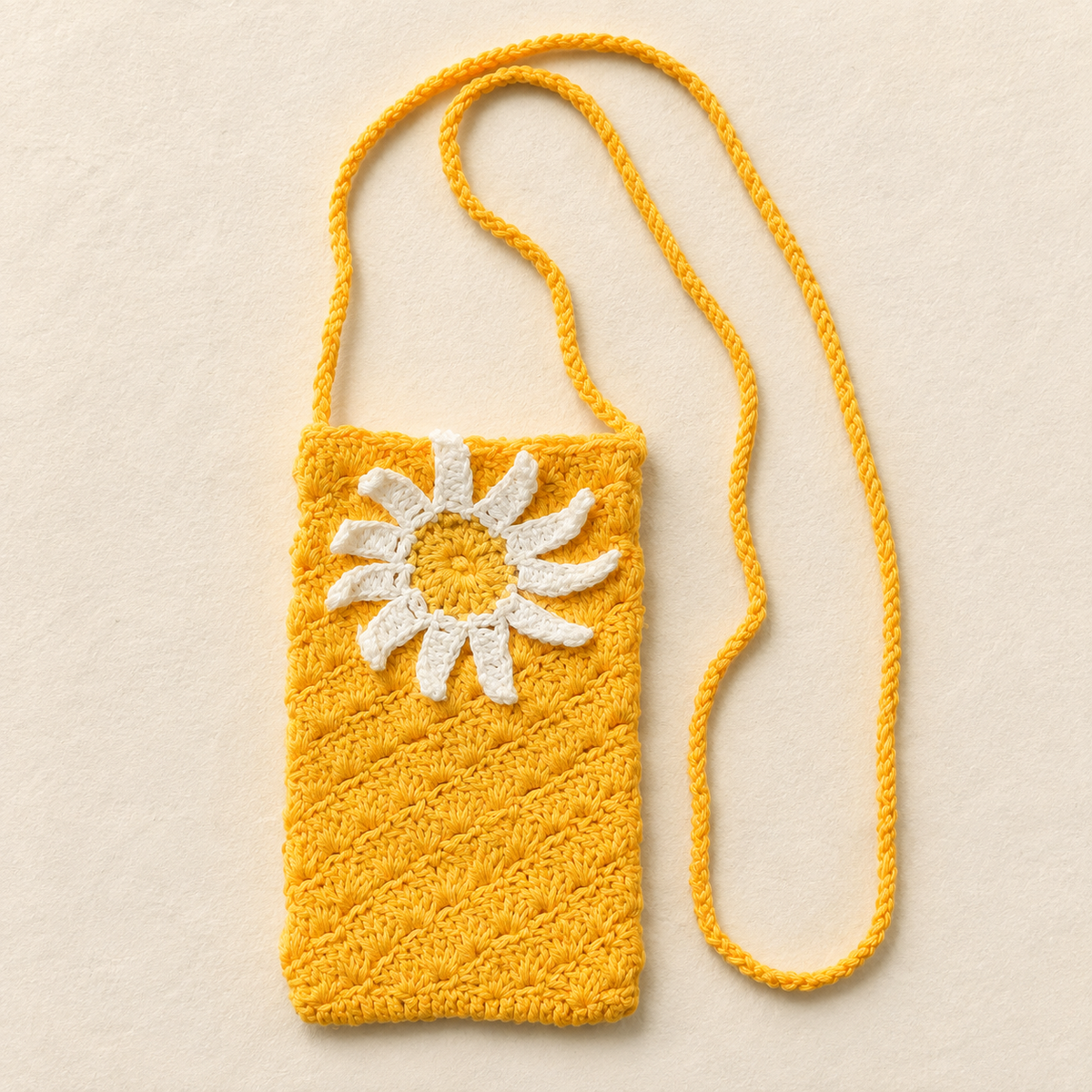 Daisy Flower Crochet Crossbody Sling Bag - Yellow White - model shot