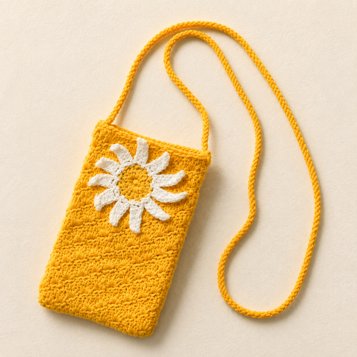 Daisy Flower Crochet Crossbody Sling Bag - Yellow White - view 2