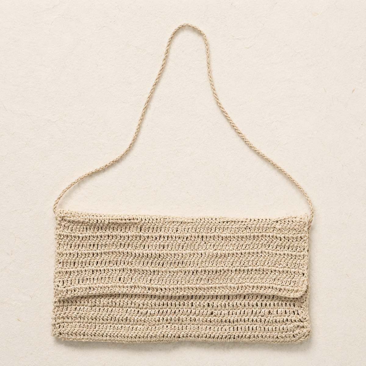 Minimalist Crochet Shoulder Crossbody Bag - Cream - model shot