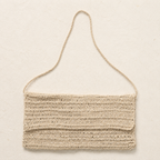 Minimalist Crochet Shoulder Crossbody Bag - Cream - model shot