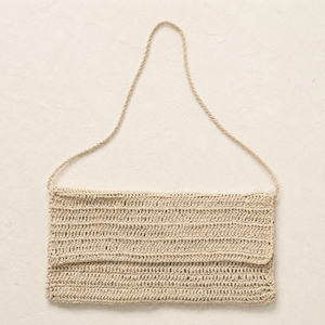 Minimalist Crochet Shoulder Crossbody Bag - Cream - model shot