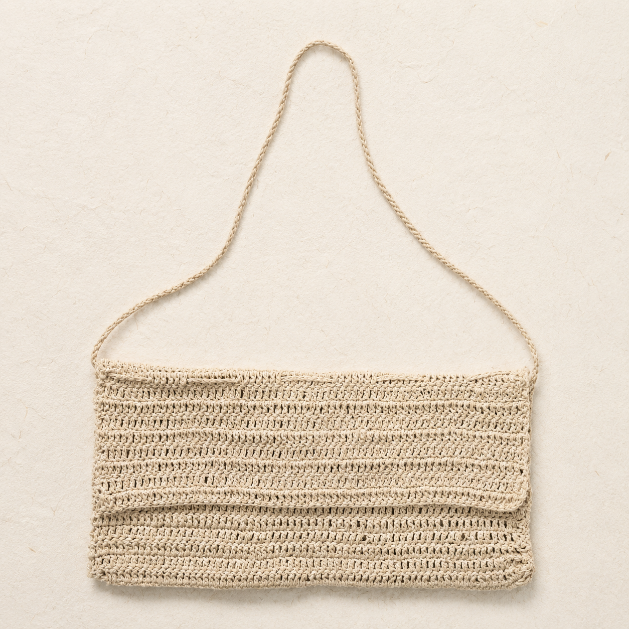 Minimalist Crochet Shoulder Crossbody Bag - Cream - model shot