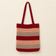 Striped Crochet Tote Bag - Maroon Peach - model shot