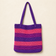 Striped Crochet Tote Bag - Purple Pink - model shot