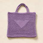 Textured Crochet Tote Bag with Pocket - Purple Lavender - model shot