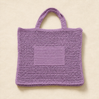 Textured Crochet Tote Bag with Pocket - Purple Lavender - view 2