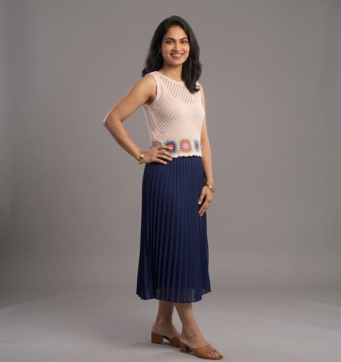 Sleeveless cotton crochet top, handmade in Narsapuram
