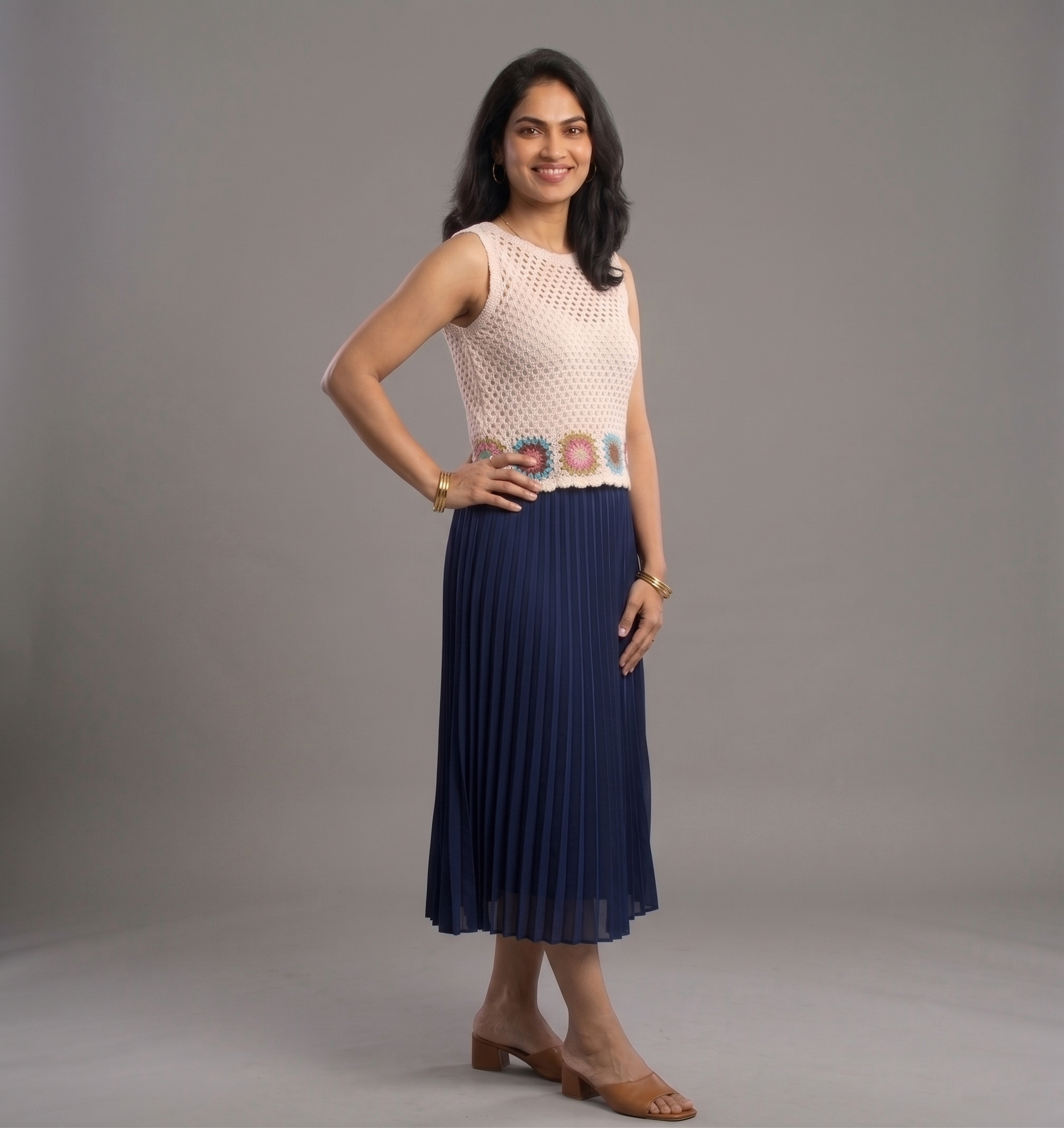 Sleeveless cotton crochet top, handmade in Narsapuram