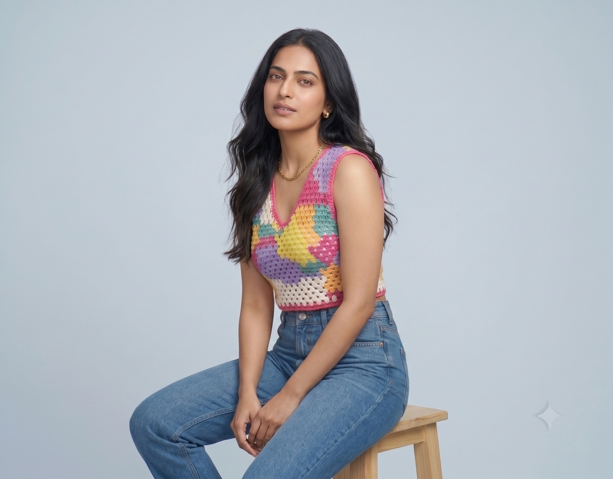 Multicolor Crochet Vest Top — view 3