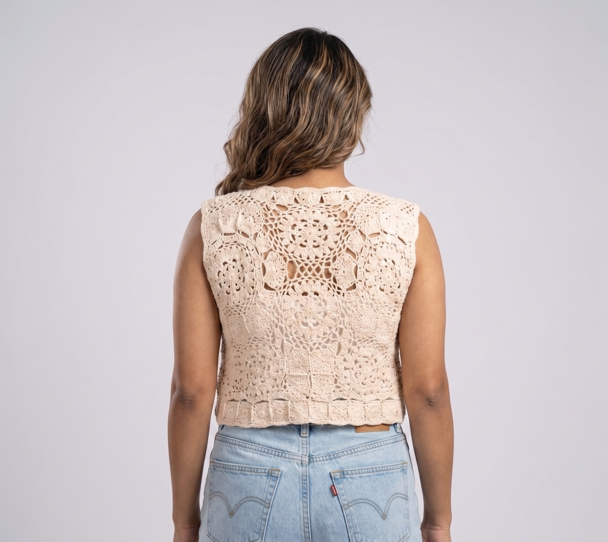 Cream Crochet Vest — view 4